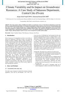 Climate Variability Impact on Groundwater in Sakassou, C&ocirc;te d'Ivoire