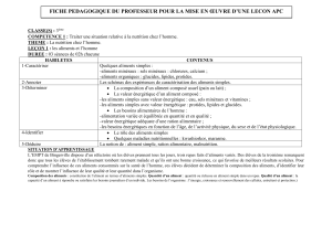 Fiche p&eacute;dagogique nutrition humaine 3&egrave;me