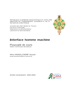 Interface Homme Machine - Master Informatique Biom&eacute;dicale