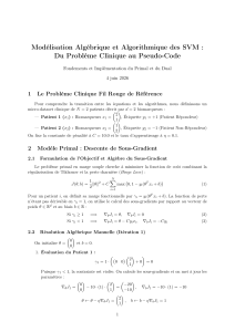 Mod&eacute;lisation SVM : Probl&egrave;me Clinique et Pseudo-Code