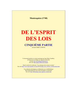 De l'Esprit des Lois - Cinqui&egrave;me partie (1748)