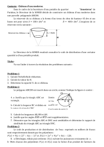 Probl&egrave;mes de math&eacute;matiques : G&eacute;om&eacute;trie et alg&egrave;bre du ch&acirc;teau d'eau
