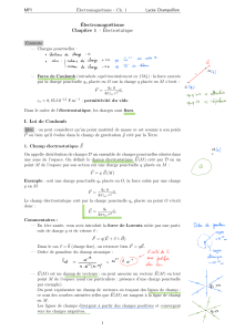 &Eacute;lectromagn&eacute;tisme - Chapitre 1 : &Eacute;lectrostatique