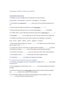 Exercices de vocabulaire fran&ccedil;ais sur le th&egrave;me de la libert&eacute;