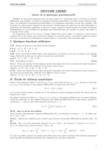Devoir Libre: Dynamique Gravitationnelle & Simulation Num&eacute;rique