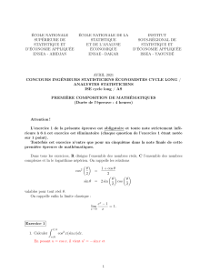 Concours ISE/AS 2021 : Premi&egrave;re Composition de Math&eacute;matiques