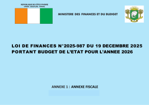 Annexe fiscale 2026 : Loi de finances 2025-987 pour le budget de l'&Eacute;tat ivoirien