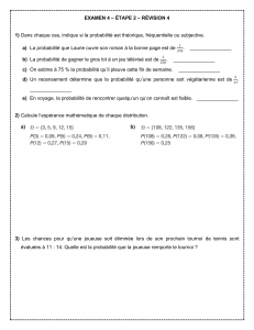 Examen de probabilit&eacute; : th&eacute;orique, fr&eacute;quentielle, subjective et esp&eacute;rance math&eacute;matique