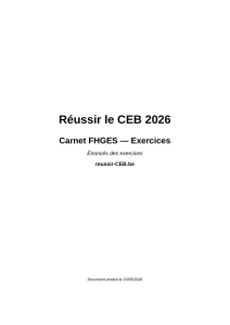 R&eacute;ussir le CEB 2026 : Carnet d'exercices FHGES