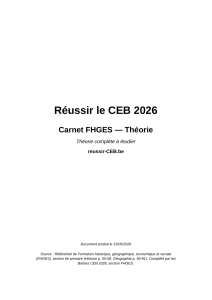 R&eacute;ussir le CEB 2026 : Carnet FHGES Th&eacute;orie