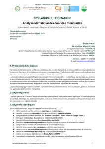 Syllabus Analyse Statistique Donn&eacute;es Enqu&ecirc;tes