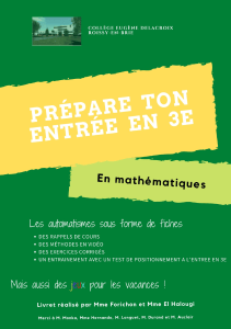 Pr&eacute;paration en math&eacute;matiques pour l'entr&eacute;e en 3e : Rappels, exercices et test