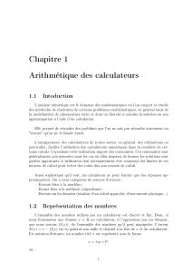 Chapitre 1 : Arithm&eacute;tique des calculateurs