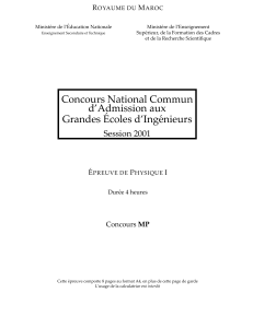 &Eacute;preuve de Physique I - Concours National Commun 2001