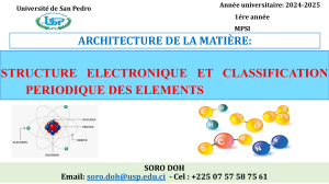 Cours MPSI : Structure &Eacute;lectronique et Tableau P&eacute;riodique