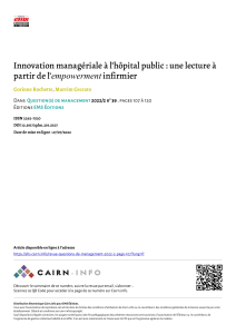 Innovation manag&eacute;riale &agrave; l'h&ocirc;pital public : empowerment infirmier