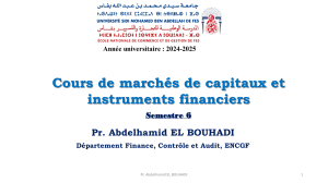 Cours March&eacute;s de Capitaux et Instruments Financiers - ENCGF