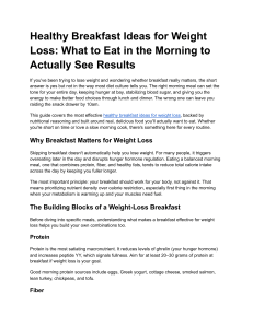 Healthy Breakfast Ideas for Weight Loss
