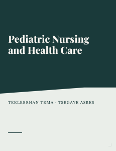 Pediatric Nursing and Health Care Lecture Notes