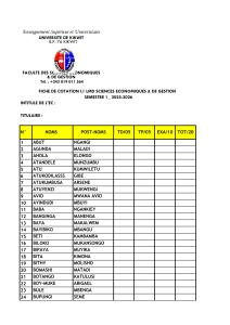 University of Kikwit L1 Economics Grading Sheet 2025-2026