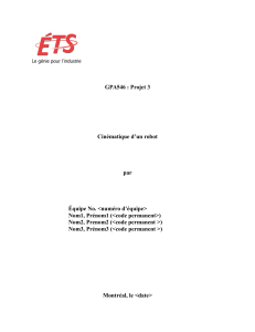 Projet 3 : Cin&eacute;matique d'un robot - GPA546