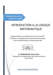Introduction &agrave; la Logique Math&eacute;matique - Cours et Exercices