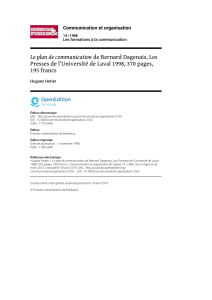 Compte rendu : Le plan de communication de Bernard Dagenais