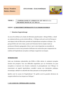 Le&ccedil;on 1 : L'imp&eacute;rialisme et le Congr&egrave;s de Berlin