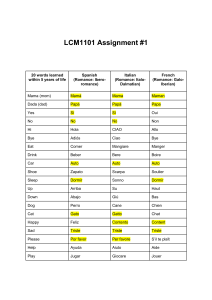 LCM1101 Assignment #1: Romance Language Vocabulary Comparison