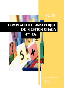 Comptabilit&eacute; Analytique de Gestion OHADA 4&egrave;me CG