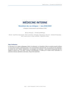 Cas cliniques M&eacute;decine Interne - CUK 2018-2019