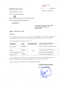 Senegal Health Internship Authorization Letter