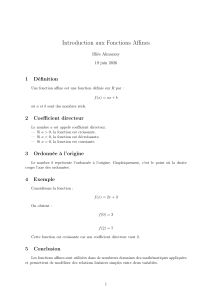 Introduction aux Fonctions Affines