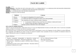 Le&ccedil;on 2 : D&eacute;gradation des roches endog&egrave;nes - 4&egrave;me SVT