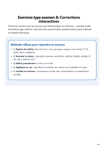 M&eacute;thodologie de recherche en psychologie - Exos & Corriger