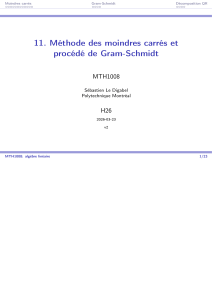 M&eacute;thode des moindres carr&eacute;s et proc&eacute;d&eacute; de Gram-Schmidt