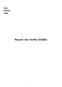 Recueil des textes &eacute;tudi&eacute;s : Anthologie de litt&eacute;rature fran&ccedil;aise 2nde