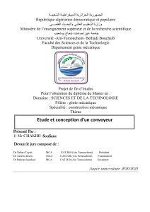 Etude et conception d'un convoyeur - Th&egrave;se Master G&eacute;nie M&eacute;canique