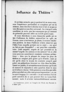 Influence of the Theater: 1935 Conference Paper
