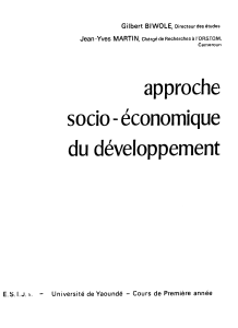 Approche socio-&eacute;conomique du d&eacute;veloppement - Cours universitaire