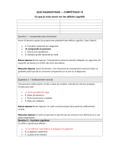 Quiz Diagnostique: D&eacute;ficits Cognitifs