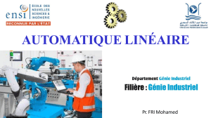 Automatique Lin&eacute;aire - Cours pour G&eacute;nie Industriel