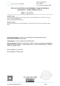 Stress au travail, d&eacute;tresse psychologique et usage de substances : Analyse clinique