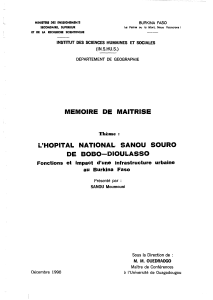 Th&egrave;se : H&ocirc;pital National Sanou Souro, Bobo-Dioulasso, Burkina Faso