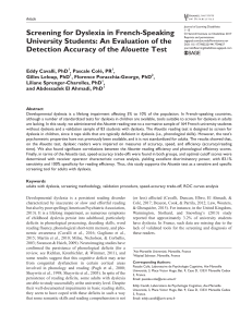 Screening Dyslexia in French University Students: Alouette Test Accuracy