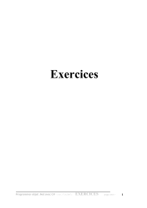 Exercices de programmation objet .Net avec C#