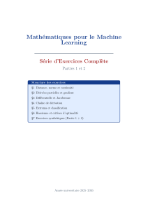 Math&eacute;matiques pour le Machine Learning - Exercices Compl&egrave;tes