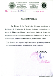 University of Garoua: Licence & Master I Exam Request Deadline