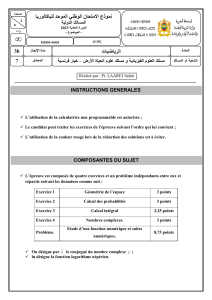 Mod&egrave;le d'examen de math&eacute;matiques pour le Bac 2023