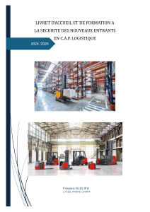 Livret de formation &agrave; la s&eacute;curit&eacute; pour nouveaux entrants en CAP Logistique